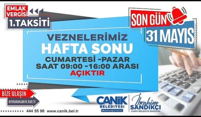 Canik’te Vezneler Hafta Sonu Açık