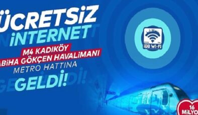 İBB’ye ait M4 Kadıköy-Sabiha Gökçen Havalimanı Metro Hattı’nda ücretsiz sınırsız internet İBB Wi-Fi hizmeti başladı