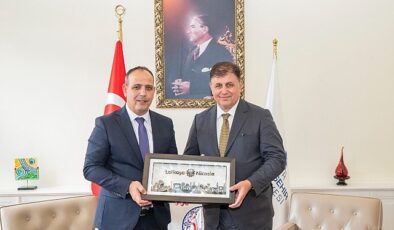 Başkan Tugay “kardeş kent” Lefkoşa Belediye Başkanı Harmancı’yı ağırladı