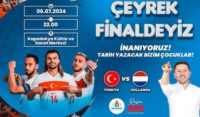 Nevşehir Belediyesi, Avrupa Futbol Şampiyonası’nda milli takımımızın heyecan dolu çeyrek final mücadelesini dev ekrana taşıyacak