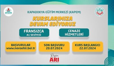 Nevşehir Belediyesi Kapadokya Eğitim Merkezi (KAPEM)’de açılacak olan Fransızca A1 ve Cenaze Hizmetleri kursları için kayıtlar başladı